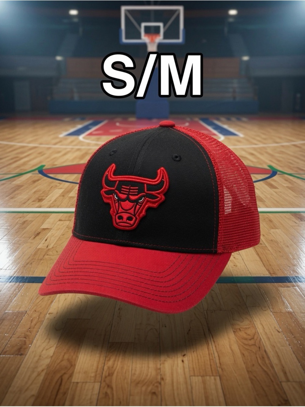 Chicago Bulls Red and Black Trucker Cap - S/M